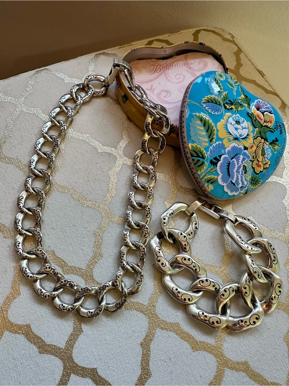 Vintage/retired Brighton Silver Link Necklace and bracelet set